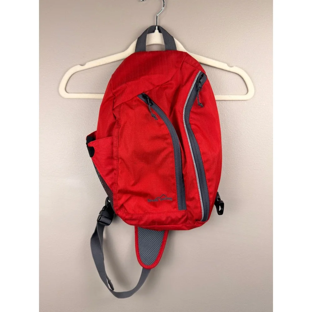 Eddie Bauer Red Ripstop Sling Backpack Single Strap Hiking Travel Bag